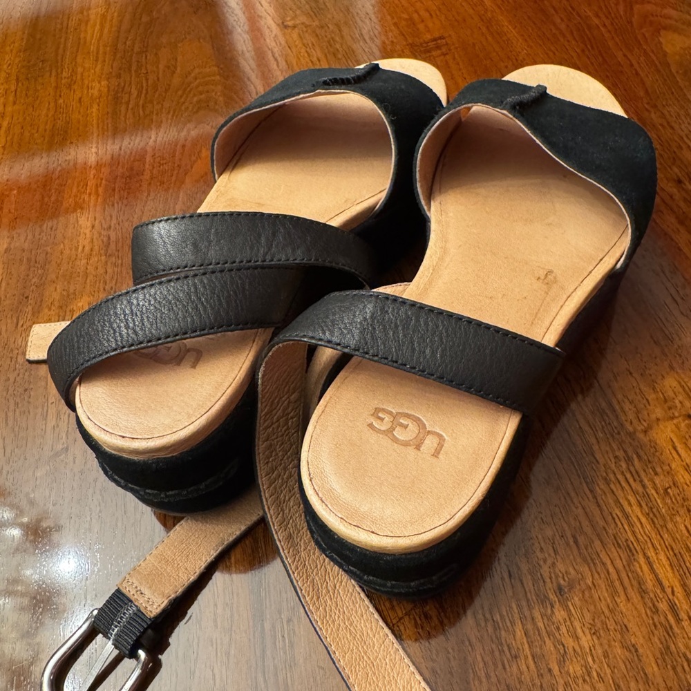 UGG Black and Tan Women's Sandals
